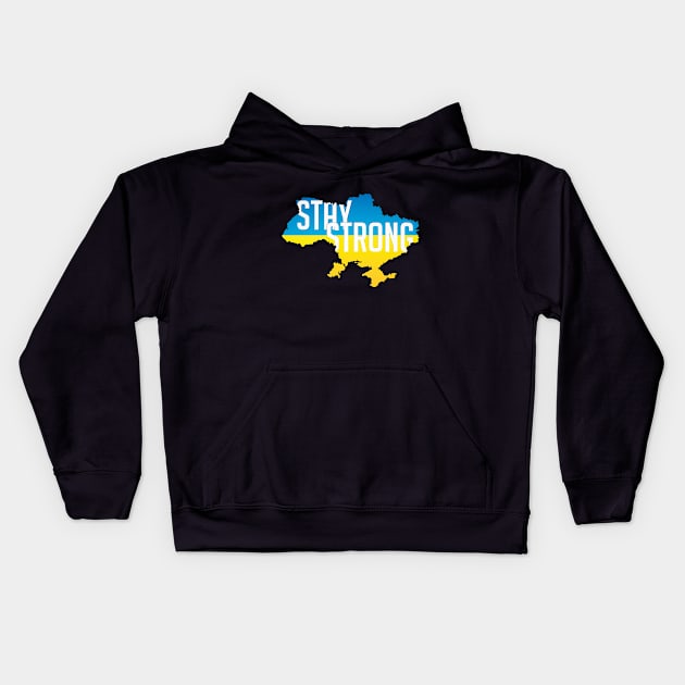 Ukraine map Stay Strong Kids Hoodie by Polikarp308